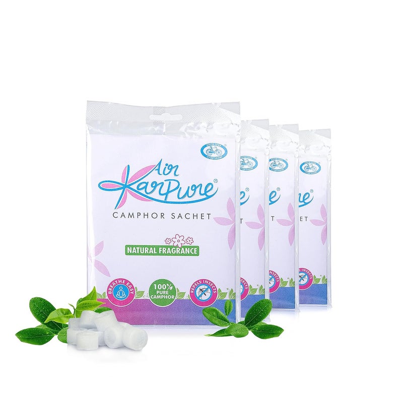 CYCLE Karpure Camphor Sachet, Pack Of 4 - Room, Car and Air Freshener - Image 1