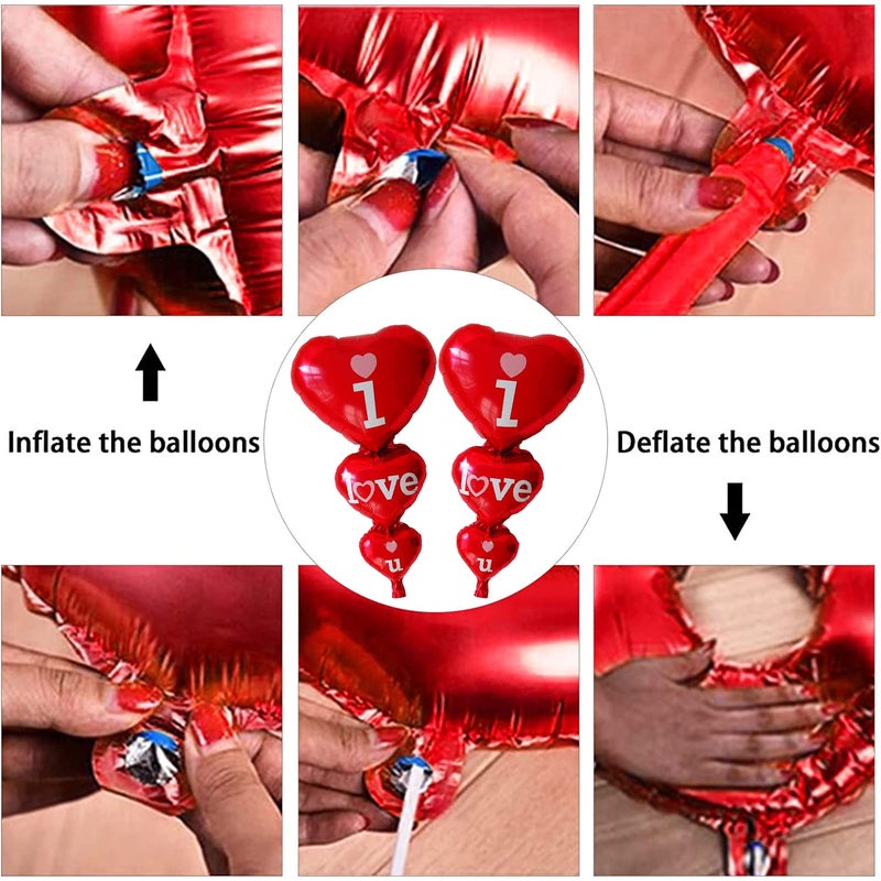 Party Propz بالونات قلب حمراء لتزيين الحفلات - 44 قطعة عناصر تزيين ذكرى سعيدة، بالونات حمراء لتزيين عيد الميلاد، بالونات حب للتزيين، حديثي الزواج، اقتراح، تزيين ليلة موعد. - Image 5