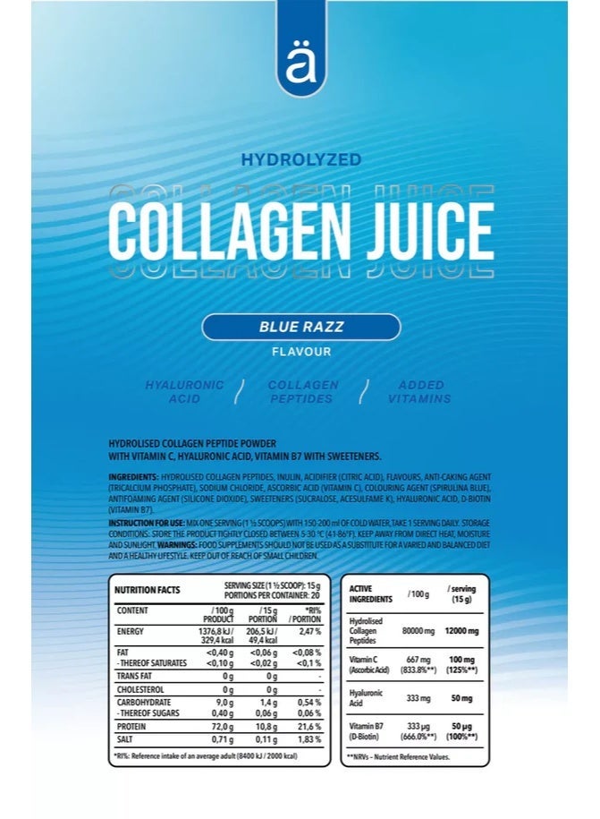 nano SUPPS Nanosupps Collagen Juice 300g / Blue Razz – Hydrolyzed Collagen Powder Drink, Refreshing Berry Flavor, Supports Skin, Hair, Nails & Joint Health, Easy-Mixing Collagen Supplement - Image 4