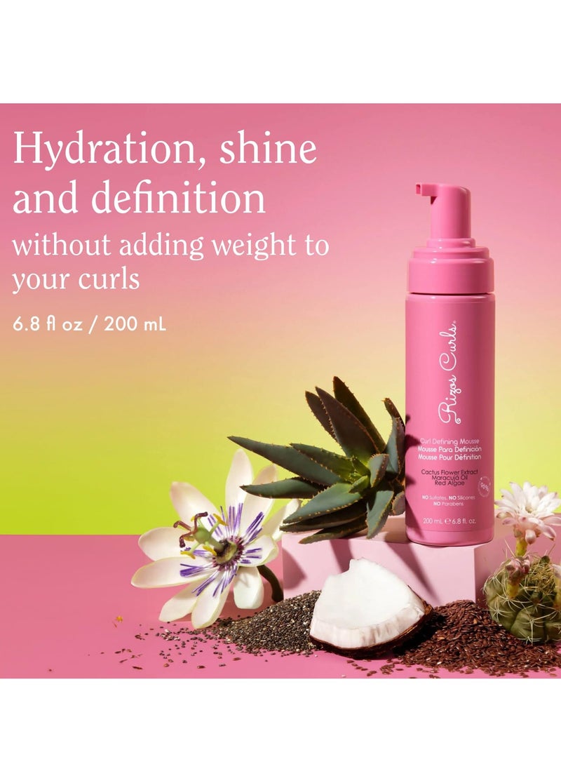 Rizos Curls - Rizos Curls Curl Defining Mousse, Hydrate & Define, Soft Hold for Volume & Definition, Frizz Free Shine with Coconut Water, Cactus Flower Extract & Maracuja Seed Oil, All Curl Patterns 2a - 4c, 6.8 oz - Image 1
