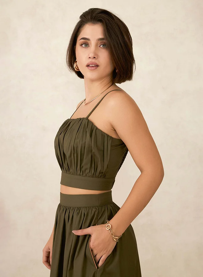 Virgio VIRGIO 100% Cotton Olive Crop Top