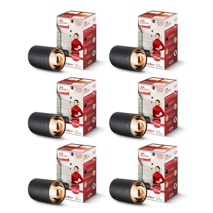 10W BLACK BODY CYLINDRICAL SURFACE MOUNTED SPOT LIGHT DOWN LIGHT NATURAL WHITE PACK OF 6