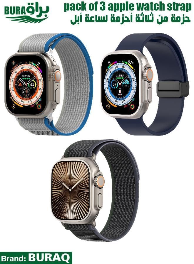 BURAQ Apple Watch Band Strap For Apple Watch Ultra 2/Ultra 49mm, Series 10 46mm, 9/8/7 45mm, SE2/SE/6/5/4 44mm, 3/2/1 42mm