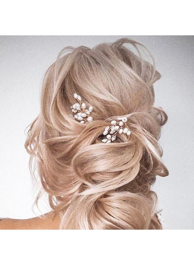 Earent Rhinestone Bride Wedding Hair Pins Silver Pearl Hair Piece Crystal Bridal Hair Accessories for Women (Pack of 3) (A-Silver) - Image 5