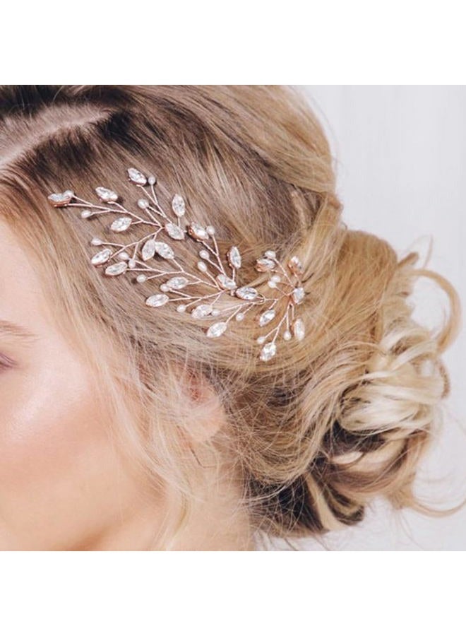 Earent Rhinestone Bride Wedding Hair Pins Silver Pearl Hair Piece Crystal Bridal Hair Accessories for Women (Pack of 3) (A-Silver) - Image 3