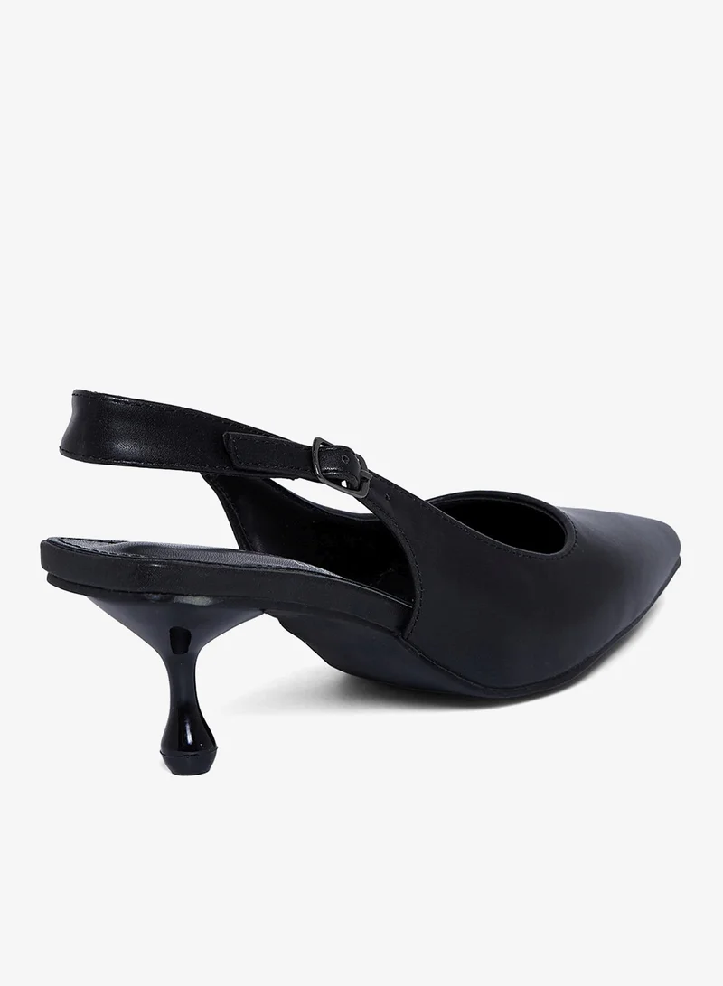 Geoomnii BLACK Geoomnii Mid Heel Mules for Women – Stylish Backless Slip-On Heels for Office, Party & Everyday Wear for Women | Best Price UAE