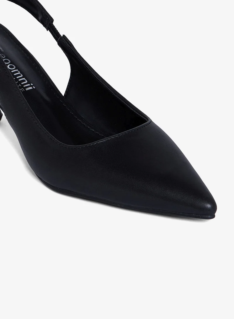 Geoomnii BLACK Geoomnii Mid Heel Mules for Women – Stylish Backless Slip-On Heels for Office, Party & Everyday Wear for Women | Best Price UAE