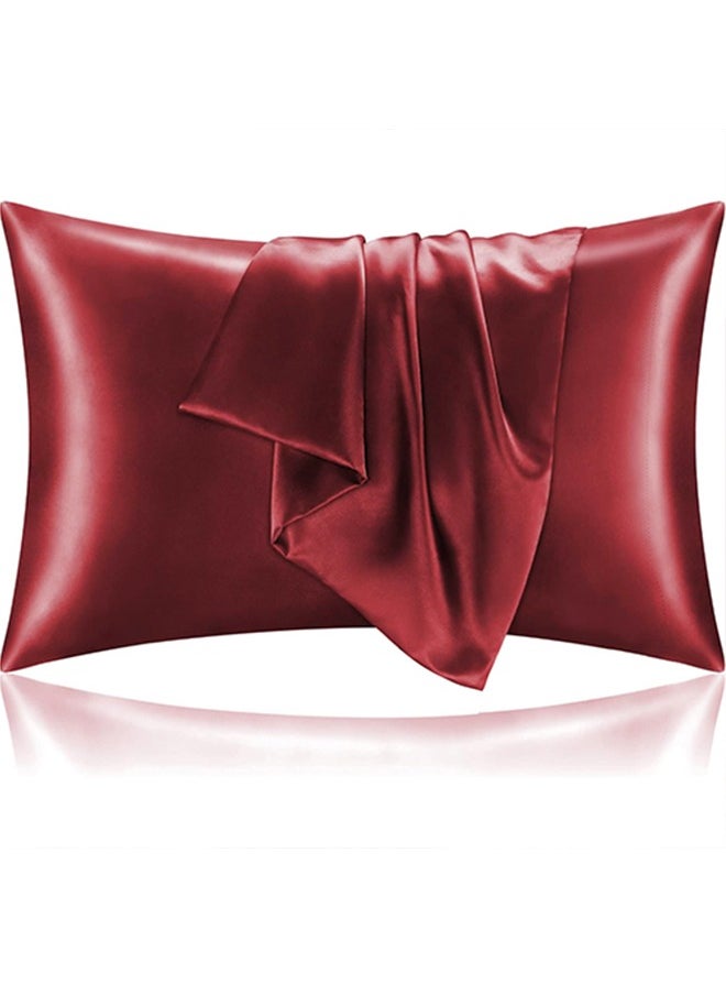 snooze - Satin Pillowcase for Hair and Skin, 48*70 cm, Dark red - Image 1