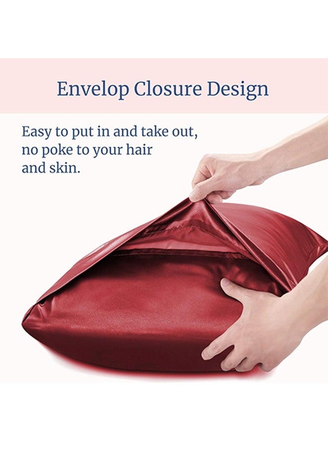 snooze - Satin Pillowcase for Hair and Skin, 48*70 cm, Dark red - Image 1