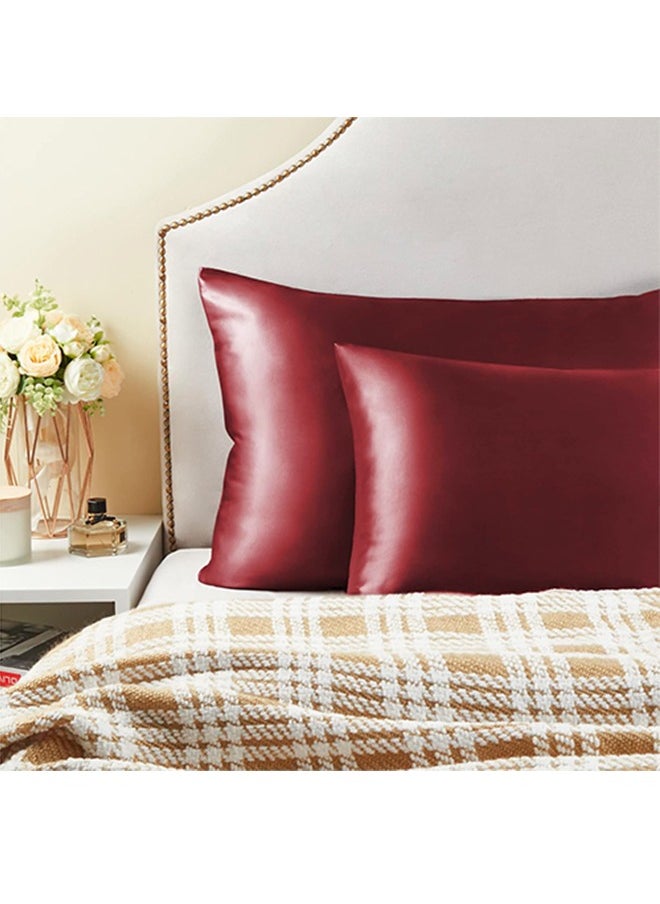 snooze - Satin Pillowcase for Hair and Skin, 48*70 cm, Dark red - Image 1