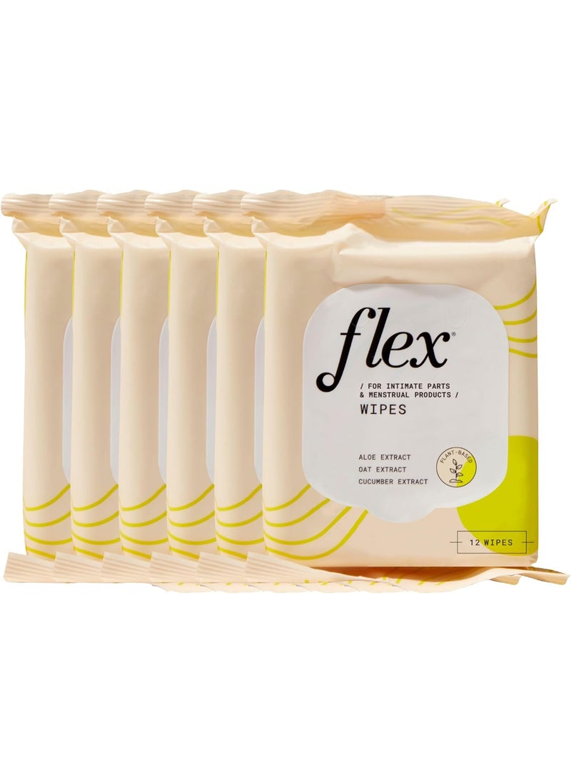 FLEX Flex Wipes | Feminine Wipes for Bodies, Menstrual Cups & Discs | Gentle on Intimate Areas | Dermatologist-tested | 6 Packs x 12-Count 
