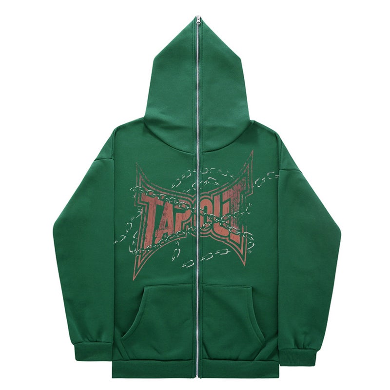 Full Zip Hoodie Sweatshirt Gothic High Street Full Zip Oversized Jacket For Men And Women Streetwear Y2 Jacket - Image 1