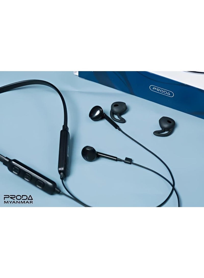 برودا سماعات رأس لاسلكية PD-BN700 حول الرقبة - بلوتوث 5.0، صوت عالي الدقة، مقاومة للماء والعرق، إلغاء الضوضاء، بطارية 135 مللي أمبير/ساعة، وقت تشغيل يصل إلى 9 ساعات - أسود - Image 5