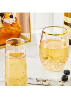 SYOSI Champagne Flutes Gold Plastic 12 Pack, Plastic Champagne Flutes, 16 Oz Stemless Wine Glasses  - Image 4
