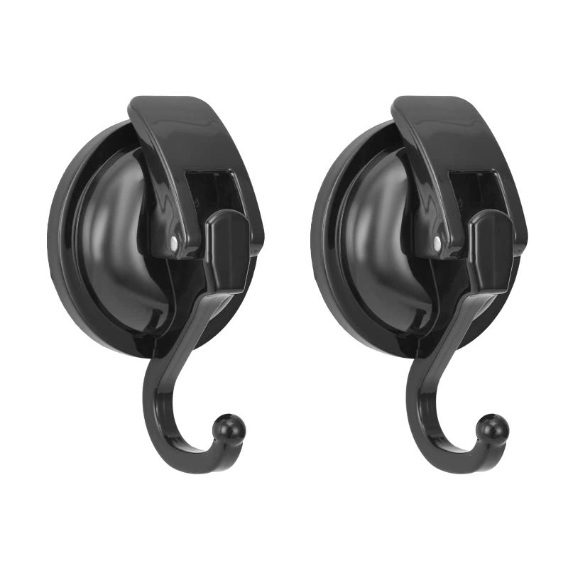 Khdrvok Heavy Duty Vacuum Wreath Cup Hook, No Hole Punched, Black-Plated Polished Super Suction for Kitchen, Bathroom and Restroom, ABS Plastic and TPU Rubber, 2 Pack - Image 1