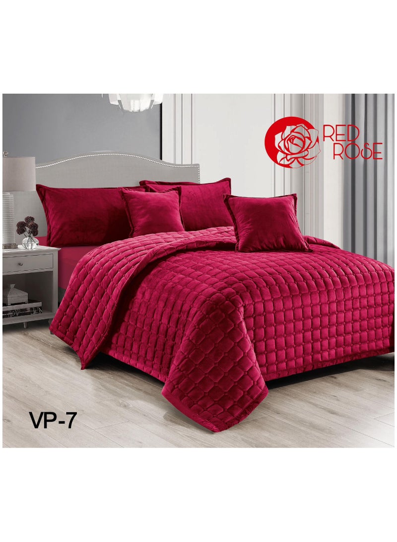 ريد روز طقم لحاف مفرش سرير نفرين مخمل ناعم مضغوط نظام 6 قطع مضغوط مقاس 240x220 - Image 1