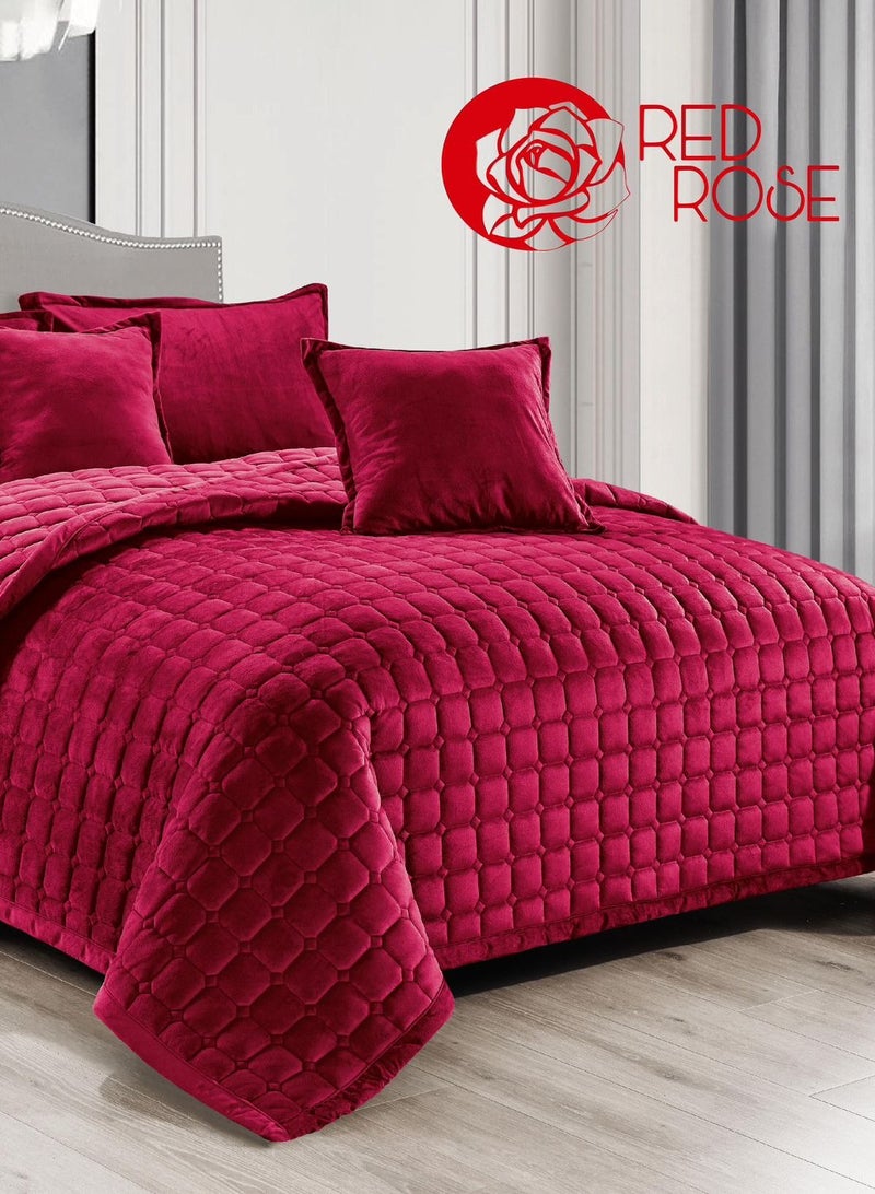 ريد روز طقم لحاف مفرش سرير نفرين مخمل ناعم مضغوط نظام 6 قطع مضغوط مقاس 240x220 - Image 2