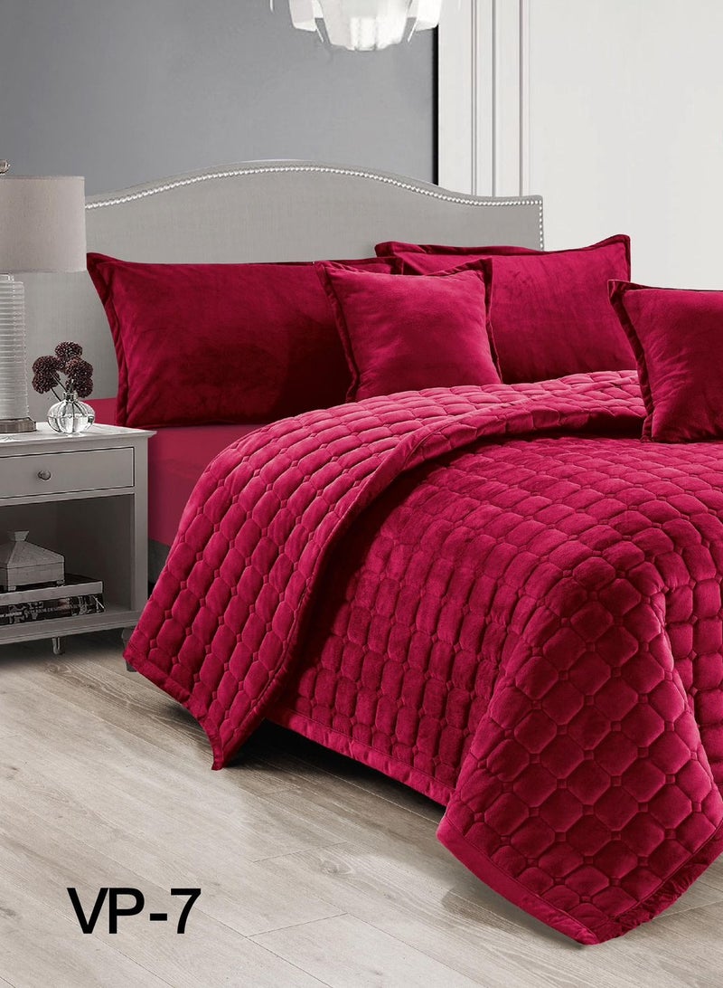 ريد روز طقم لحاف مفرش سرير نفرين مخمل ناعم مضغوط نظام 6 قطع مضغوط مقاس 240x220 - Image 3