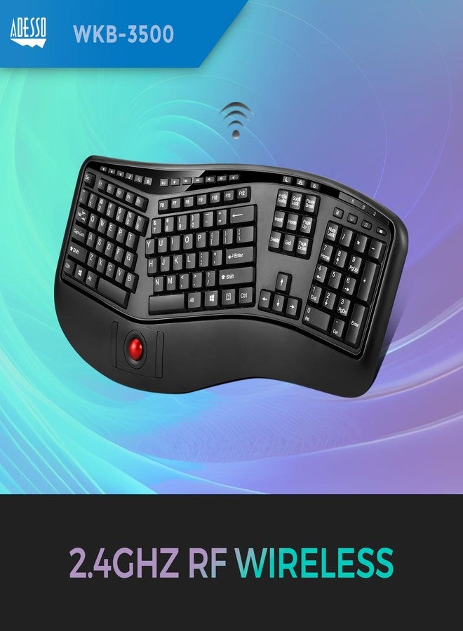 Adesso Adesso WKB-3500UB Tru-Form 3500, 2.4GHz Wireless Ergonomic Trackball Keyboard - Image 3