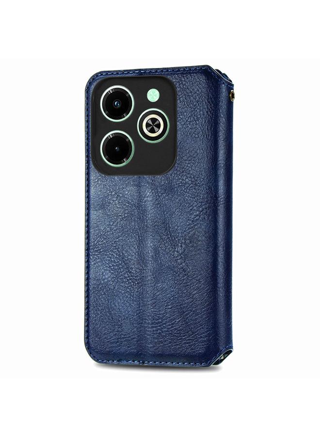 إيروريكس جراب لهاتف Infinix Hot 40i، جراب هاتف جلدي مغناطيسي مضغوط بشبكة مكعبة - Image 3