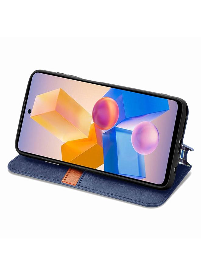 إيروريكس جراب لهاتف Infinix Hot 40i، جراب هاتف جلدي مغناطيسي مضغوط بشبكة مكعبة - Image 5