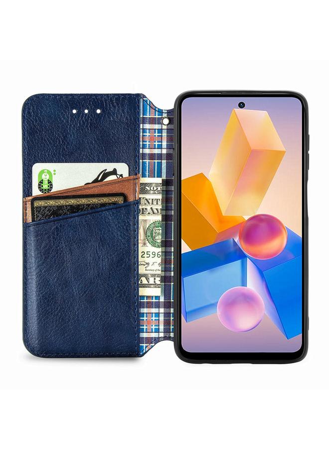 إيروريكس جراب لهاتف Infinix Hot 40i، جراب هاتف جلدي مغناطيسي مضغوط بشبكة مكعبة - Image 4