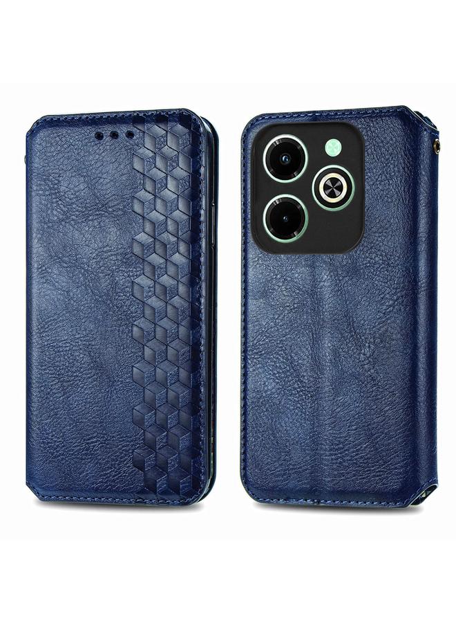 إيروريكس جراب لهاتف Infinix Hot 40i، جراب هاتف جلدي مغناطيسي مضغوط بشبكة مكعبة - Image 1