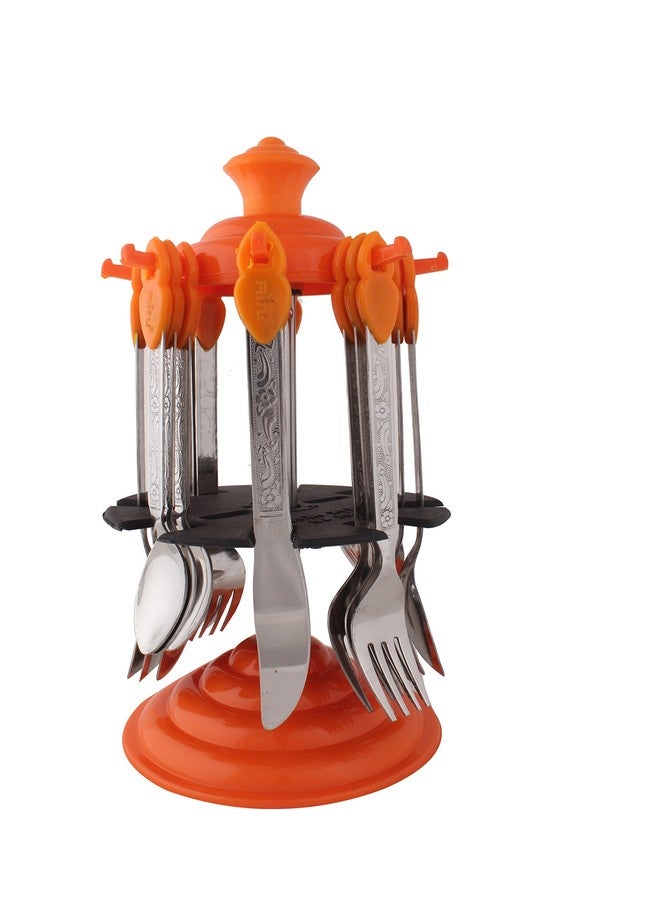 Ritu Cutlery Set, 24 Pieces, Orange - Image 1