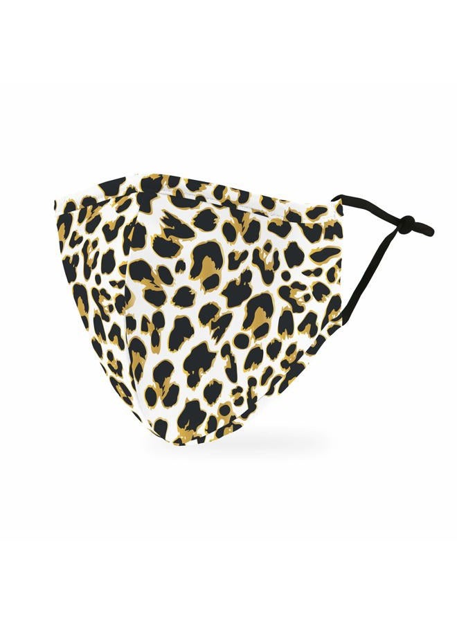 Weddingstar 3-Ply Adult Washable Cloth Face Mask Reusable and Adjustable with Filter Pocket - Leopard Print - Image 1