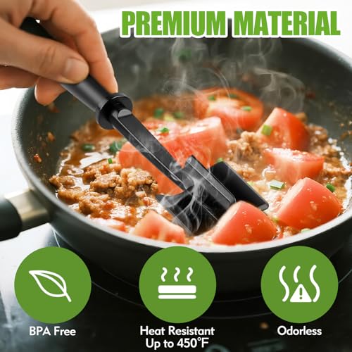 EoaMen Meat Chopper, Heat-Resistant Ground Beef Chopper Tool, 5 Curved Blades Meat Choppers for Ground Beef Hamburger Turkey, Mix and Chop Kitchen Tool - Image 3