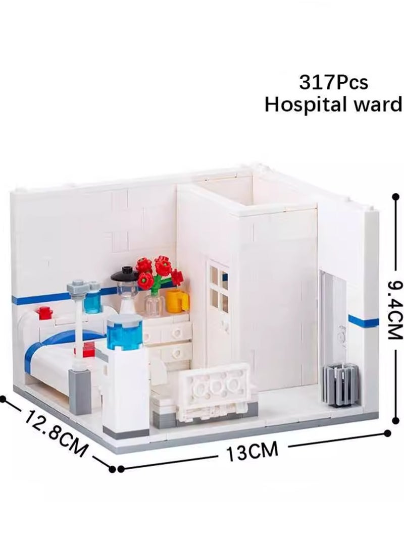 Creative Children's City Family Series Small Particle Puzzle Building Block Toys(Hospital Ward 317PCS)  - Image 2
