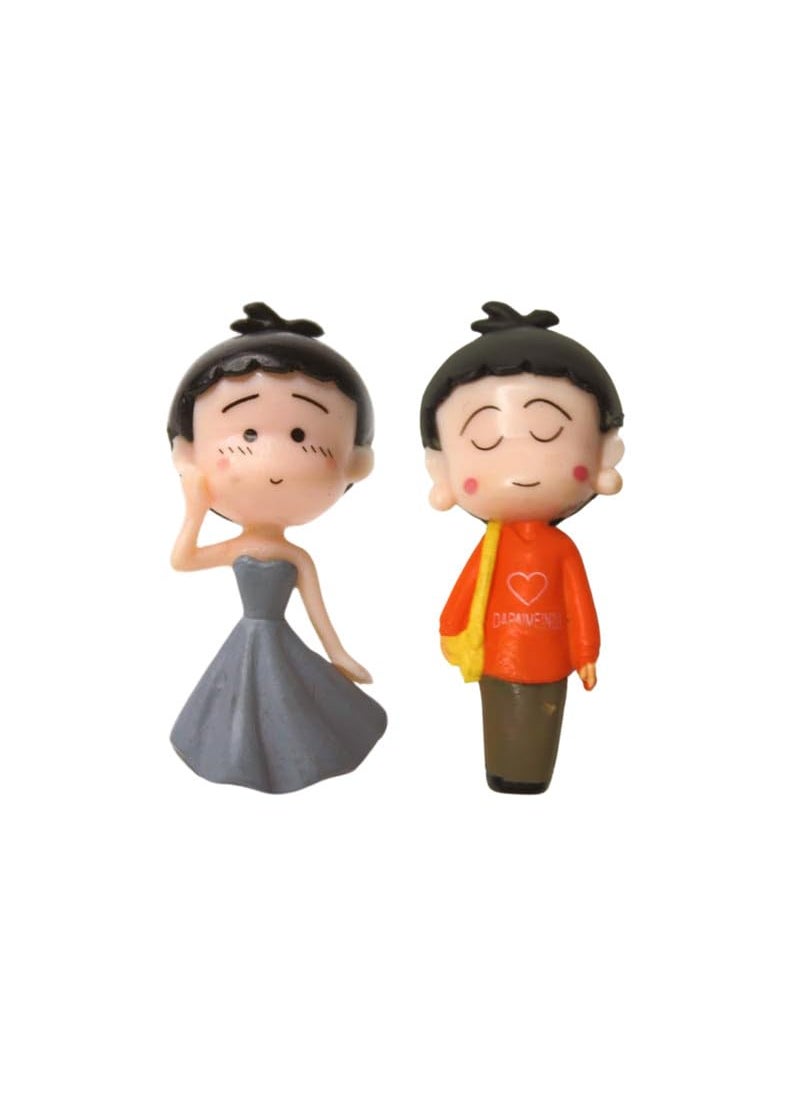 Wonderland - Wonderland Grey and Orange Set of 2 Doll Style Miniature Figurine| Miniature Couple Set - Image 1