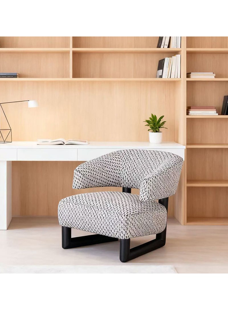 DANUBE HOME Ocie 1 Seater Fabric Sofa | Modern Design Single Seater Accent Chair | Comfortable Living Room Furniture L75xW86xH73cm - Black - Image 1