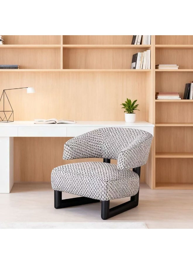 Ocie 1 Seater Fabric Sofa | Modern Design Single Seater Accent Chair | Comfortable Living Room Furniture L75xW86xH73cm - Black