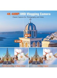 Generic 4K Digital Camera with SD Card, 48MP Vlogging Camera with Viewfinder Flash Dial, Camera for Photography and Video Autofocus, Portable Travel Camera, 16X Zoom Anti-Shake Small Digital Camera  - Image 2