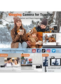 Generic 4K Digital Camera with SD Card, 48MP Vlogging Camera with Viewfinder Flash Dial, Camera for Photography and Video Autofocus, Portable Travel Camera, 16X Zoom Anti-Shake Small Digital Camera  - Image 5