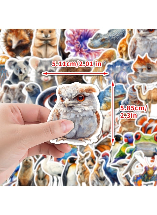 قوس قزح أورينبو 50 قطعة من ملصقات الحيوانات الأسترالية، ملصقات واقعية للحياة البرية للأطفال، مشاريع مدرسية، قصاصات، ملصقات لطيفة مقاومة للماء لأجهزة الكمبيوتر المحمولة، زجاجات المياه، تغليف الهدايا - Image 4