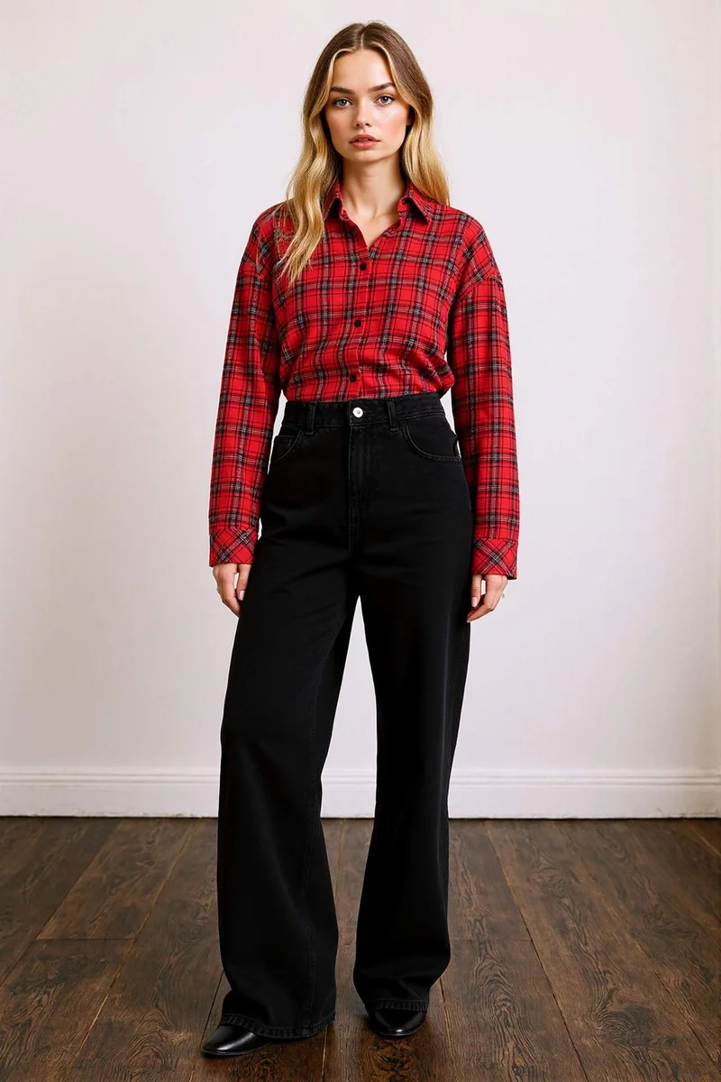 Defacto Overshirt Fit Plaid Long Sleeve Shirt