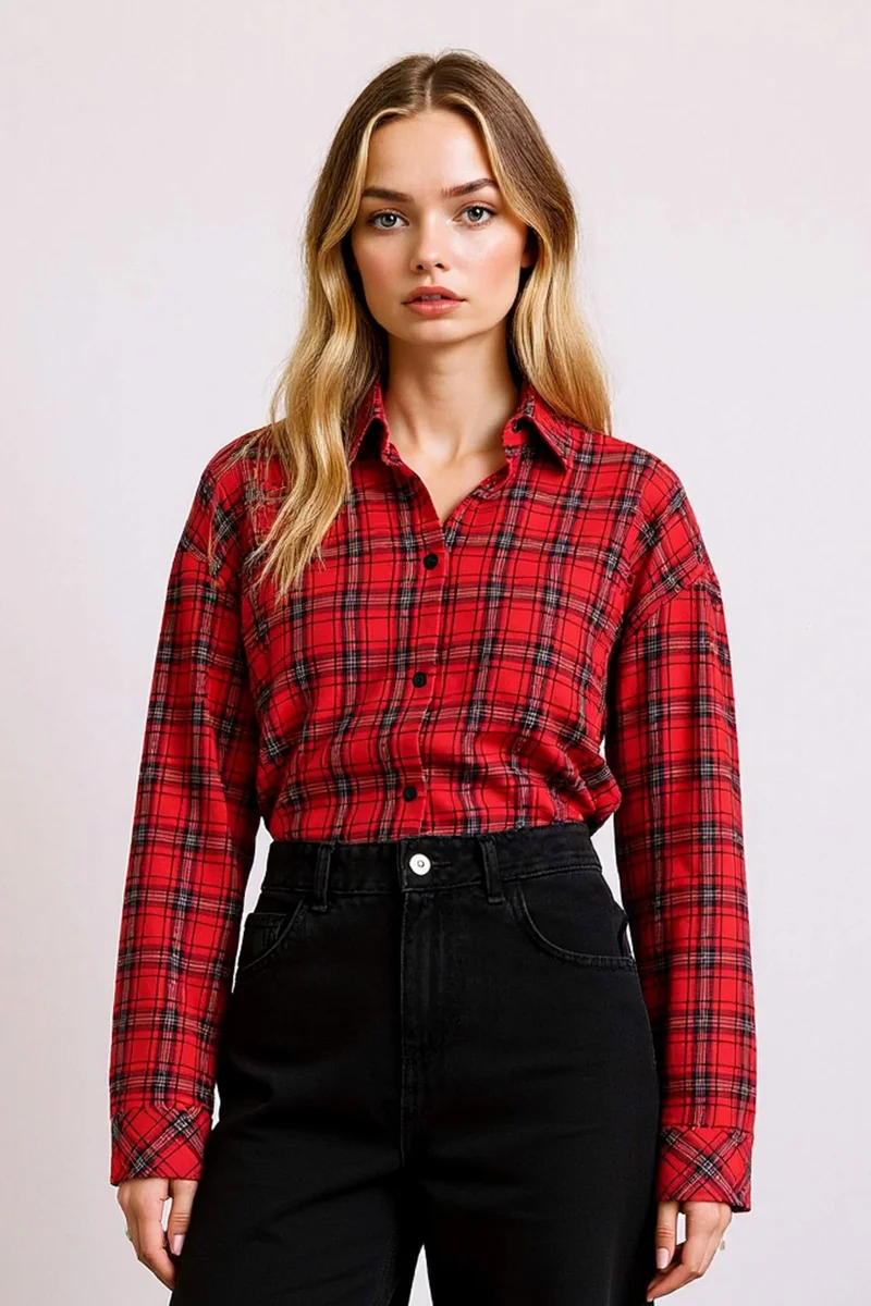 Defacto Overshirt Fit Plaid Long Sleeve Shirt