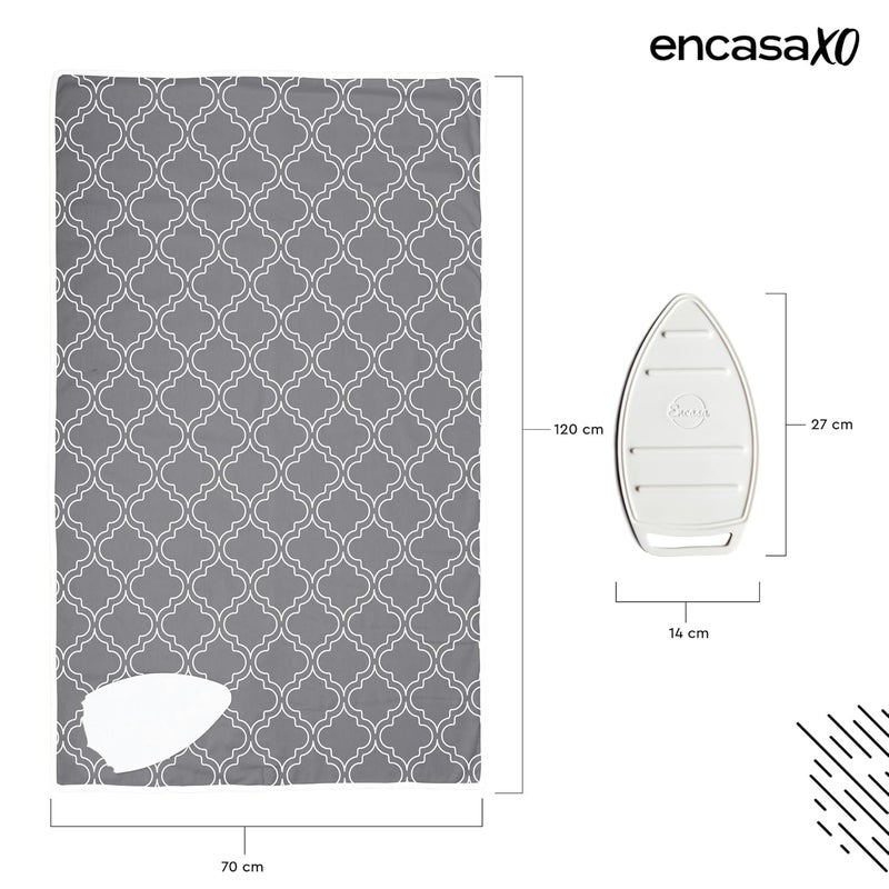 Encasa XO حصيرة كي الملابس (كبيرة 120x70 سم) مع حشوة من اللباد بسمك 3 مم، واقي لحماية المكواة من السيليكون، مكبس بخار على الطاولة، السرير، محمولة، عاكسة للحرارة، قابلة للطي، قابلة للغسل، مطبوعة - بلاط رمادي - Image 4