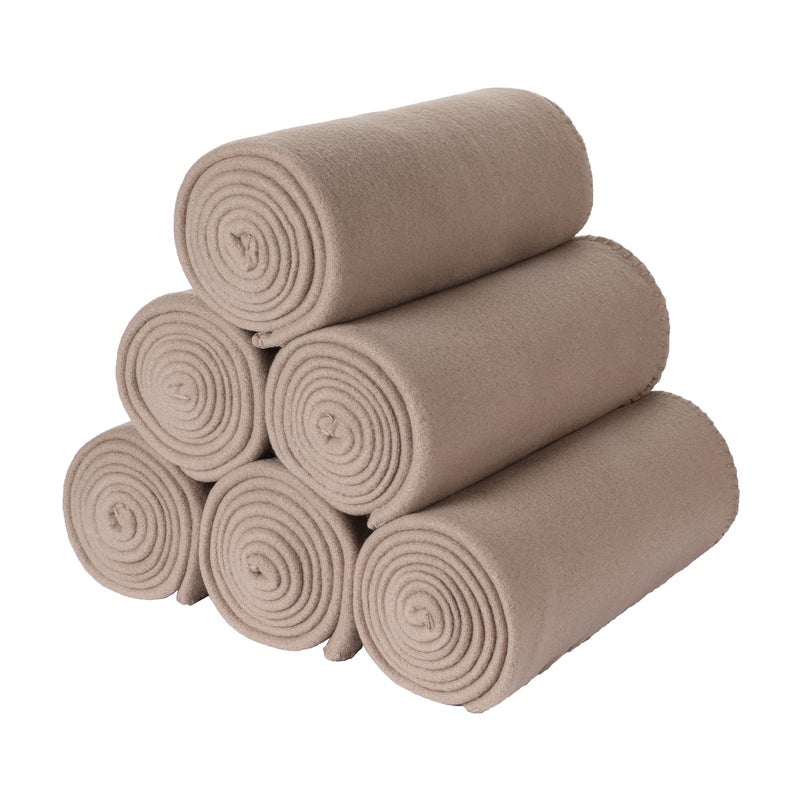 Special SG Glory Fleece Throw Blanket Set Bulk for Travel Kids Outdoor Wedding Pet (Camel, Pack of 6 50x60 Inches) - Image 1