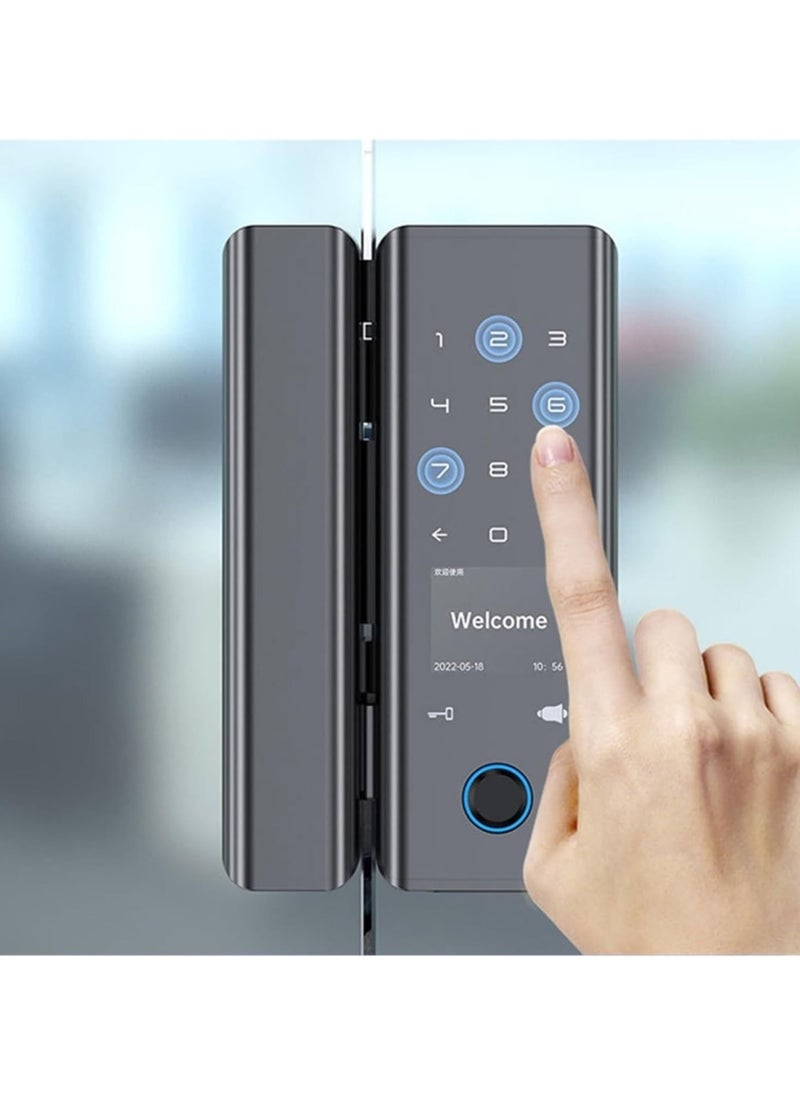 TUYA - Smart Fingerprint Lock Tuya App Enabled, Automatic Lock with Key and Password for Frameless/Framed Glass Push Sliding Doors in Home or Office - Image 1