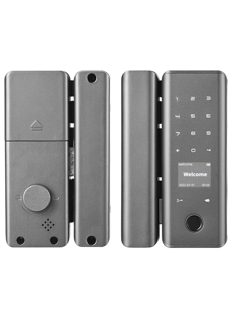TUYA - Smart Fingerprint Lock Tuya App Enabled, Automatic Lock with Key and Password for Frameless/Framed Glass Push Sliding Doors in Home or Office - Image 1