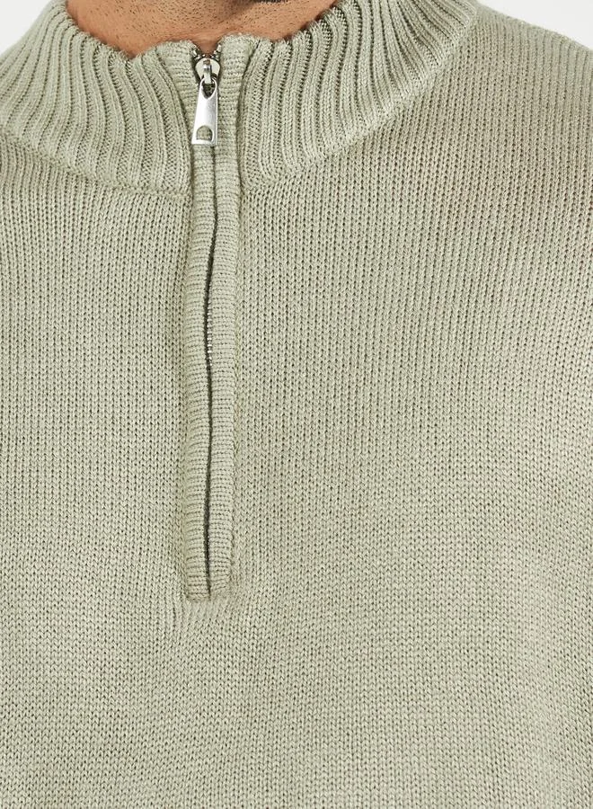 Styli Relaxed Fit Quarter Zip Up Lightweight Sweater