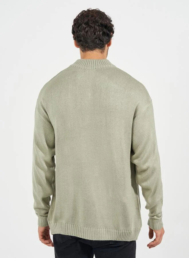 Styli Relaxed Fit Quarter Zip Up Lightweight Sweater