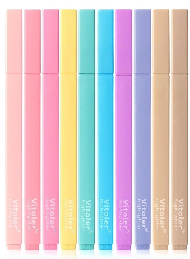 Vitoler 10 Pack Aesthetic Highlighters Soft Chisel Tip Bible Pastel Highlighters Cute Rainbow Color No Bleed Bible Highlighter,Great for Painting,Noting,Marking - Image 1