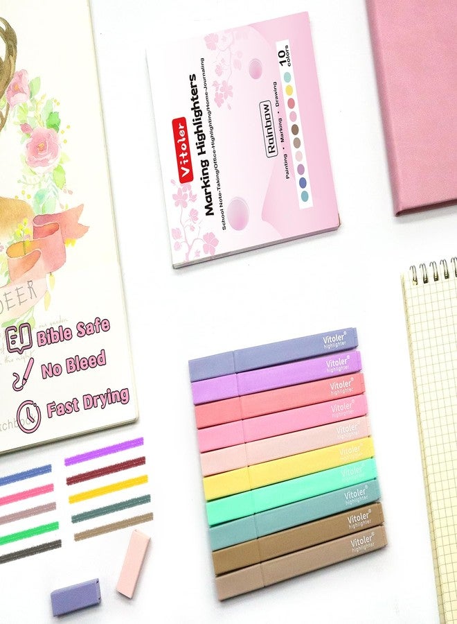 Vitoler 10 Pack Aesthetic Highlighters Soft Chisel Tip Bible Pastel Highlighters Cute Rainbow Color No Bleed Bible Highlighter,Great for Painting,Noting,Marking - Image 5
