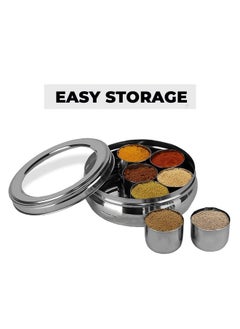 INKULTURE Stainless Steel Masala Box For Kitchen, Belly Shaped And Capacity 2 Liter | Spice Box/Masala Dabba/Namak Dani With See Through Lid, 07 Containers And Spoon | Anjarai Petti - pzsku/Z617D3BB4A28EA2528C6BZ/45/_/1738306575/405ce1a8-7e37-4ff4-acfe-5ec1aa430c18