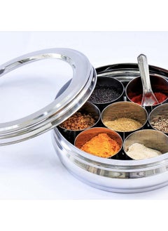 INKULTURE Stainless Steel Masala Box For Kitchen, Belly Shaped And Capacity 2 Liter | Spice Box/Masala Dabba/Namak Dani With See Through Lid, 07 Containers And Spoon | Anjarai Petti - pzsku/Z617D3BB4A28EA2528C6BZ/45/_/1738306577/71ae5010-e8c9-4633-9b92-b91823982bc2