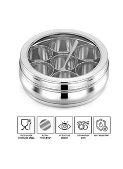 INKULTURE Stainless Steel Masala Box For Kitchen, Belly Shaped And Capacity 2 Liter | Spice Box/Masala Dabba/Namak Dani With See Through Lid, 07 Containers And Spoon | Anjarai Petti - pzsku/Z617D3BB4A28EA2528C6BZ/45/_/1738306581/6c349999-57a2-4631-9051-f91342f78bc8